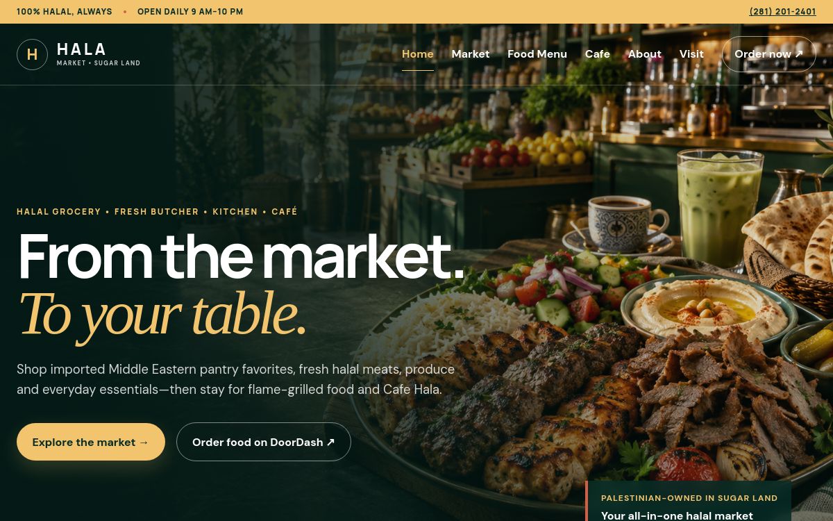 Hala Market website concept homepage